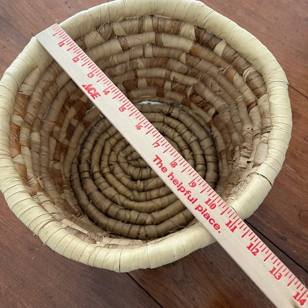 Vintage Palm Leaf Coiled Basket